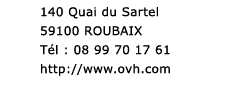 OVH -coordonn�es h�bergement du site CV